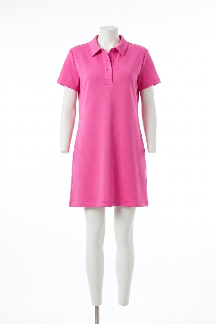NEW TRIBAL techno lux scuba short sleeve polo dress in freesia